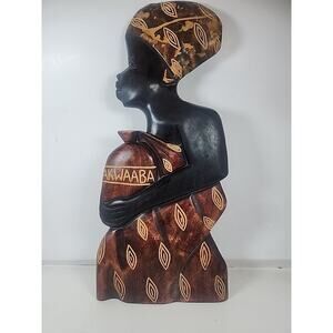 Hand Carved Ebony Wood African Women Wall Hanging